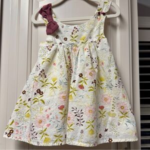 Savannah Floral Dress 3T White Multicolor Print Bow Detail Spring Summer Outfit